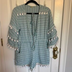 Romper beach cover-up with tassels